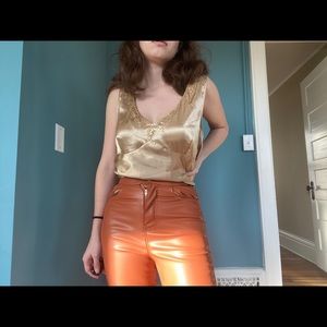 Silky Beaded Champage Tank